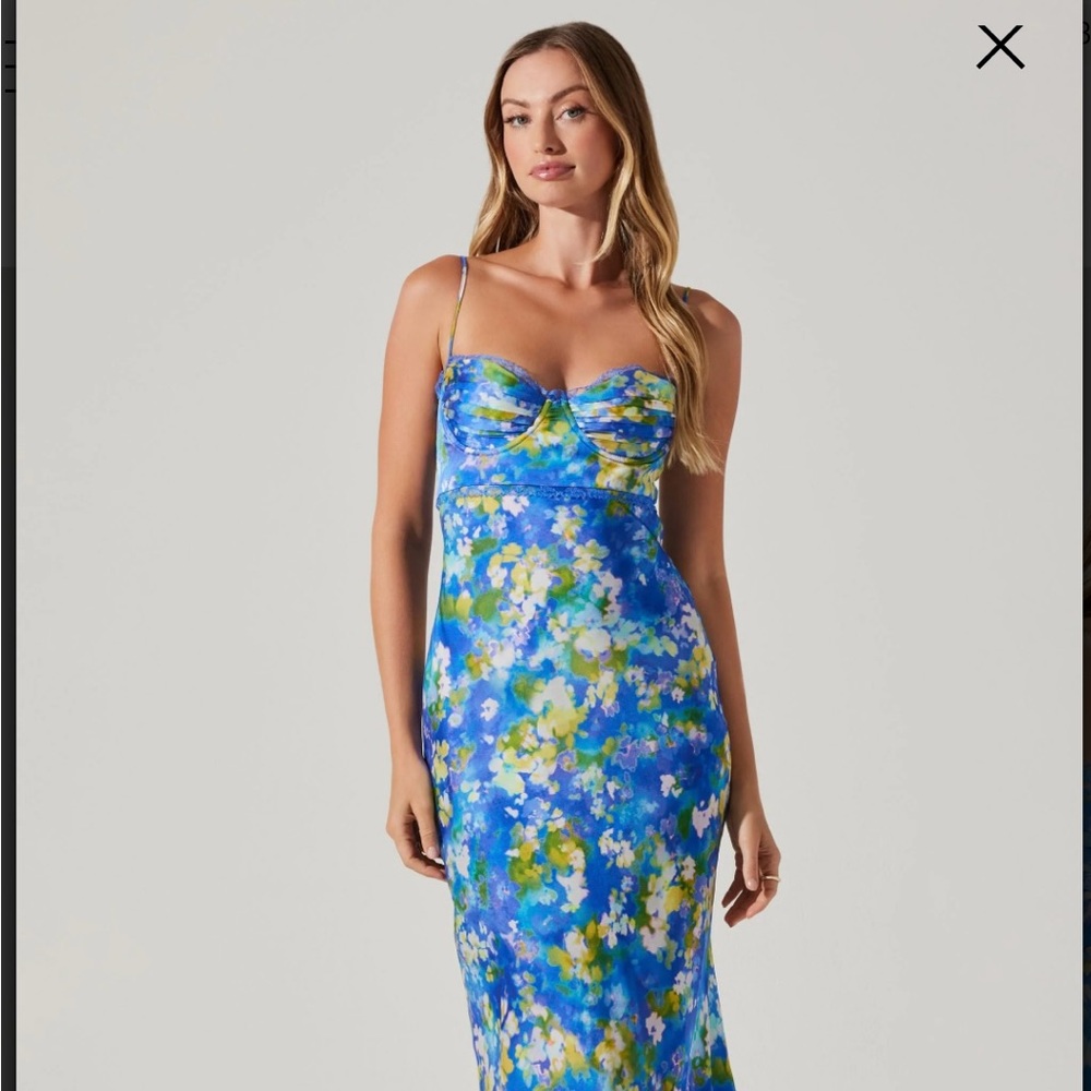 ASTR Florianne Floral Satin Maxi Dress